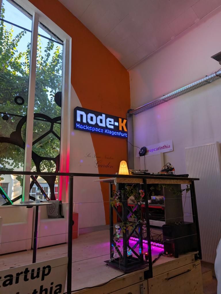 node-K sign at the opening celebration in Makerspace Carinthia